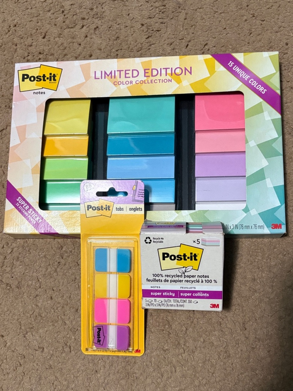 Post-it Limited Edition Color Collection and Pastel Color Sticky Notes & Tabs